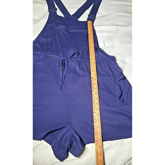 Torrid‎ Twill Tie Front Shortall Plus Size 3x Navy Blue Romper Overalls Summer - Picture 8 of 8